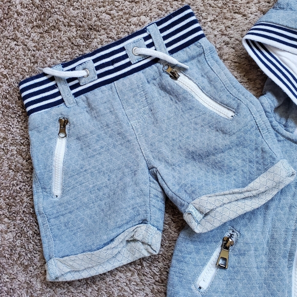 deux par deux Baby Boy Hooded Vest & Short Set - Picture 3 of 4